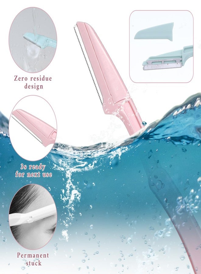 KFHENSOMR 15 Pcs Dermaplane Razor Folding Eyebrow Razors for Women Face Fuzz Remover Facial Hair Removal for Women and Men Travel Dermaplaning Beauty Tool - Green White Pink - Image 4